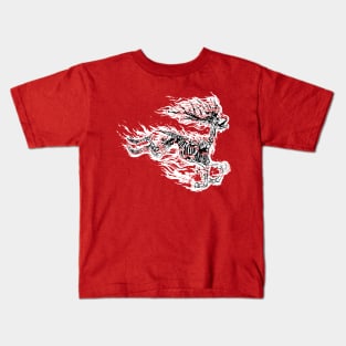 christmas reindeer burning skulls Kids T-Shirt